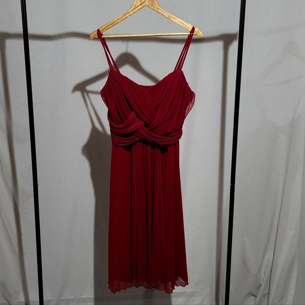 Penningtons dress plus size prom formal fuscia pink spaghetti straps evening